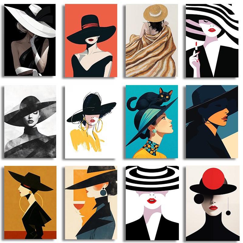 Women Fashion Hats - 1 шт. безрамное полотно с изображением