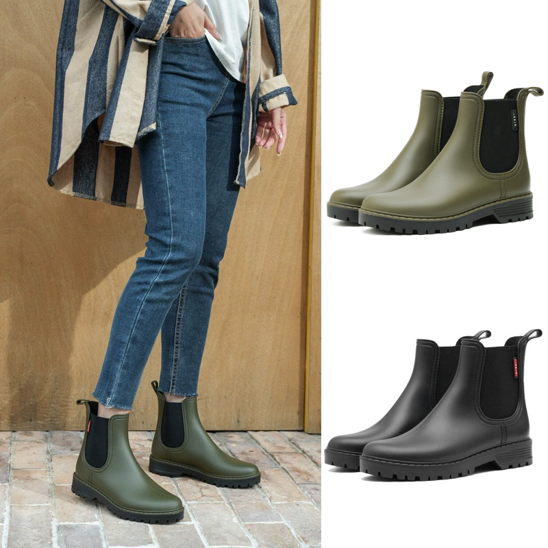 Women'S Fashion Rain Boots - Модные женские короткие нескользящие резиновые сапоги-челси,