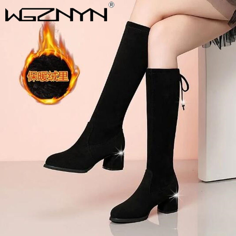 Women'S Fashion Winter 2025 - Женские осенне-зимние черные сапоги до колена,