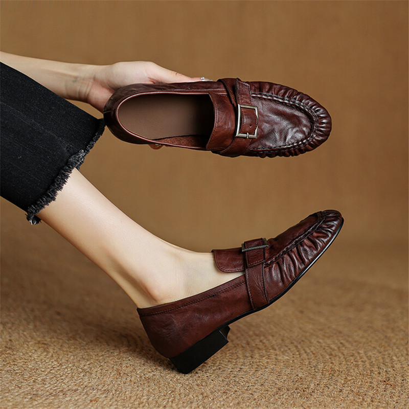 Women'S Fashion Footwear - Женские Плиссированные туфли-лодочки из натуральной кожи,