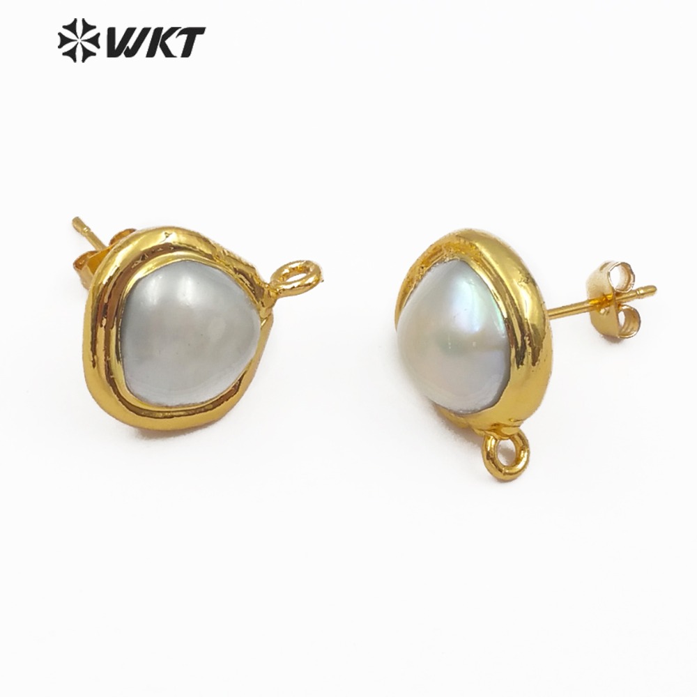 Women'S Fashion Vogue - WT-JF301 Жемчужные украшения: Золотые серьги-гвоздики с