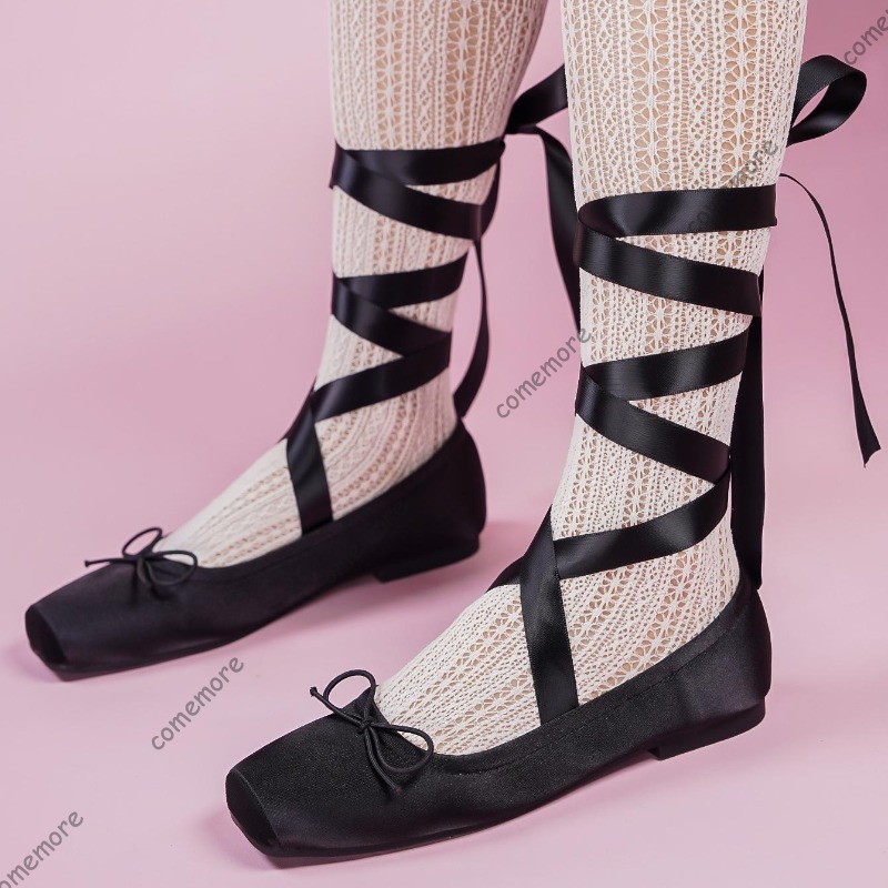 Women'S Fashion Footwear - Женские балетки на атласной ленте с