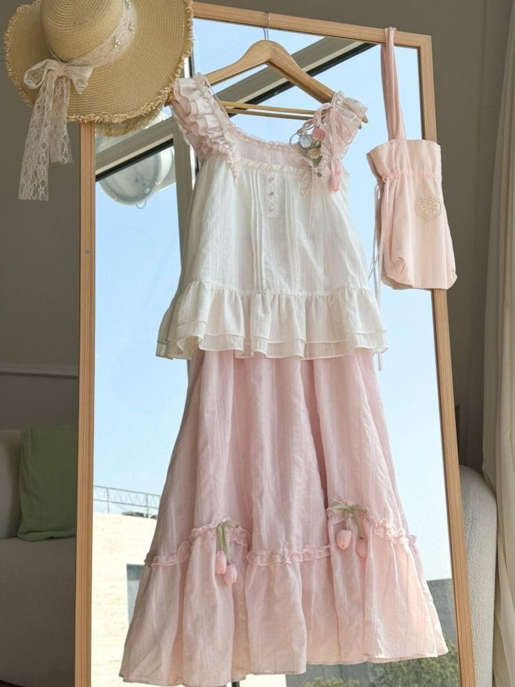 Lace Trim Cami - Милый комплект из двух предметов с
