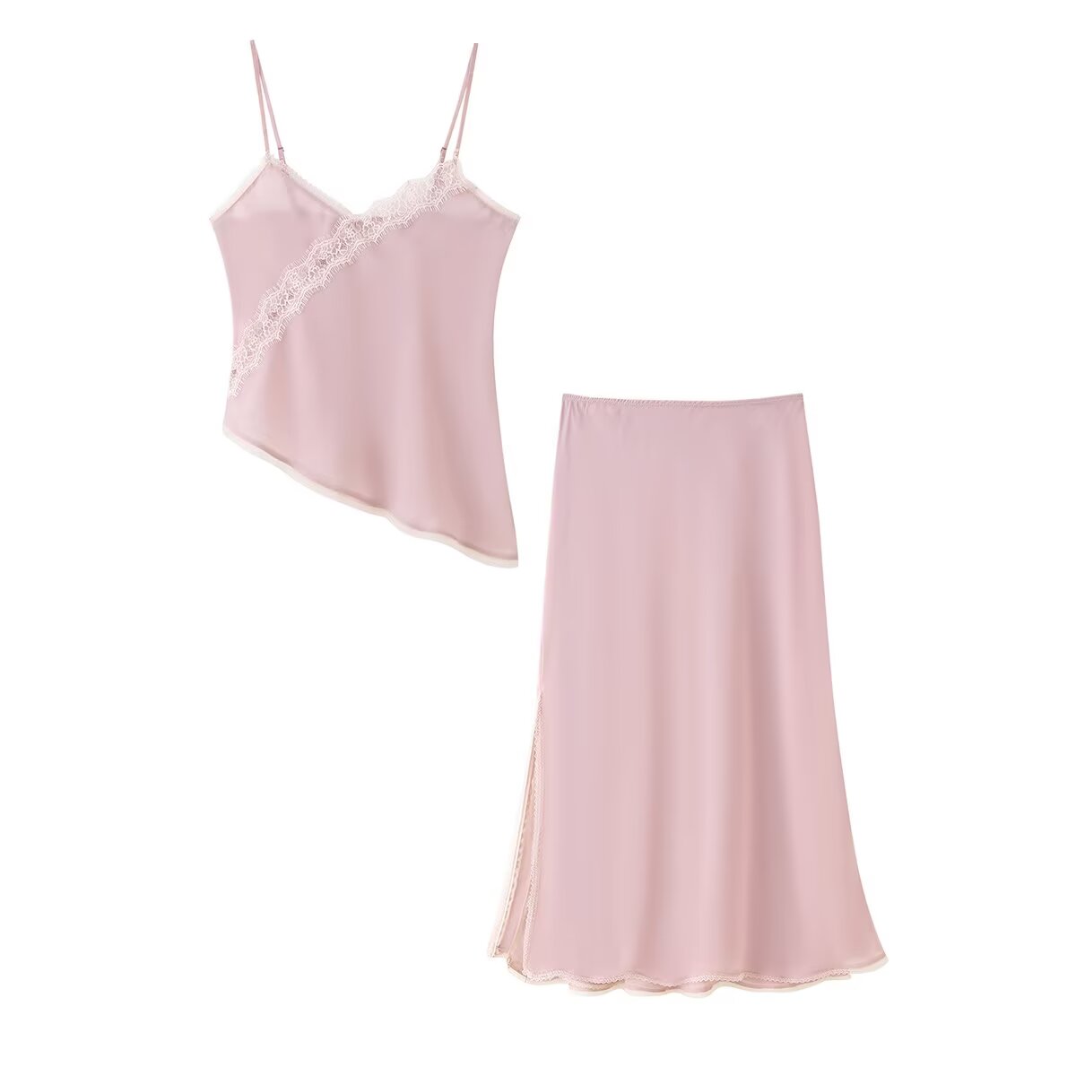 Lace Trim Cami - Tidalyf 2025 Женский розовый топ на