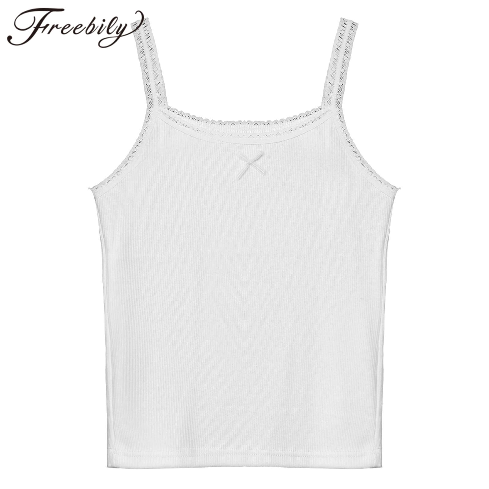 Lace Trim Cami - Топ для йоги для девочек-подростков, майка