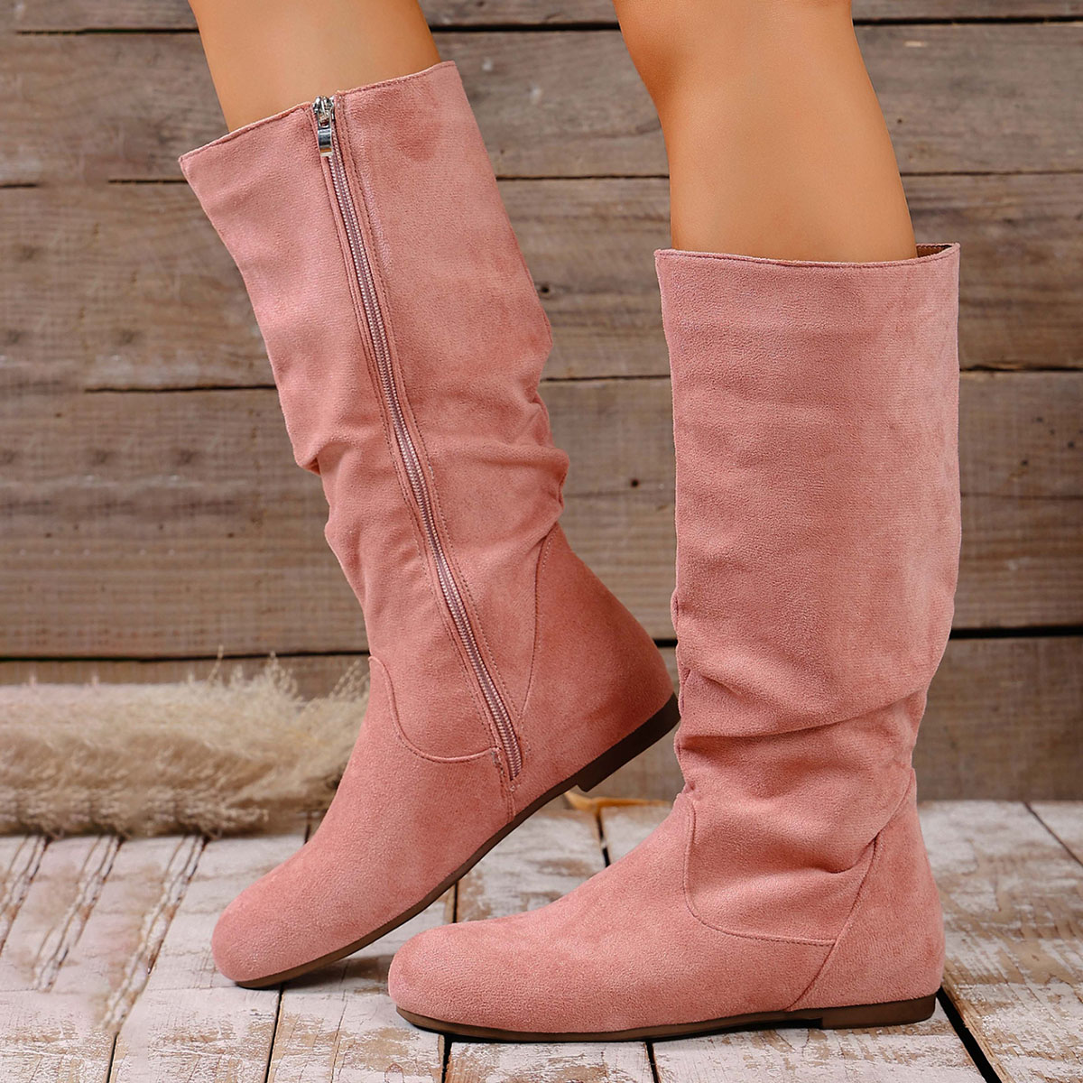 Новые модные замшевые мотоботы – обзор и цена Women'S Fashion Knee High Boots