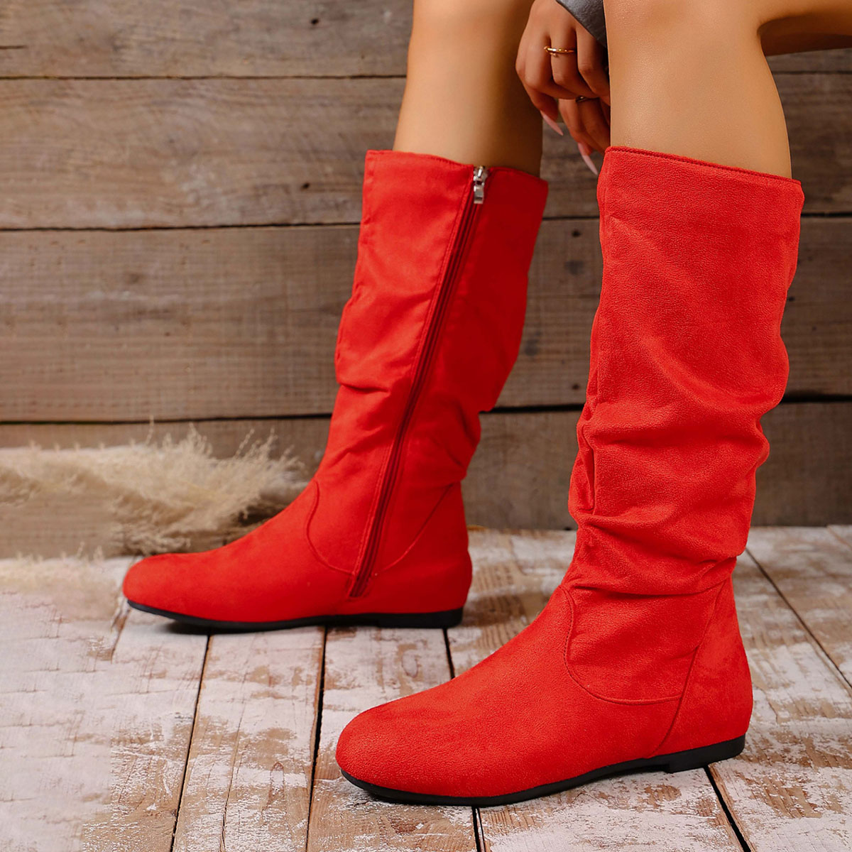 Новые модные замшевые мотоботы – обзор и цена Women'S Fashion Knee High Boots